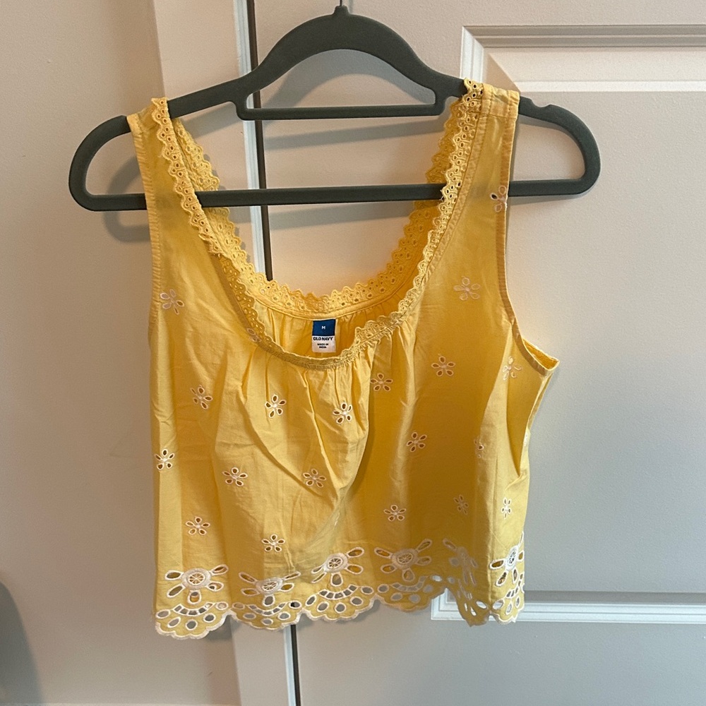 Old Navy Yellow Lace Trim Women's Top